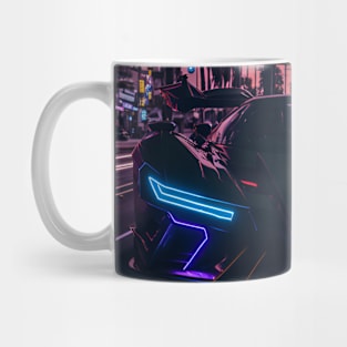 Dark Neon Sports Car in Beach Neon City Mug